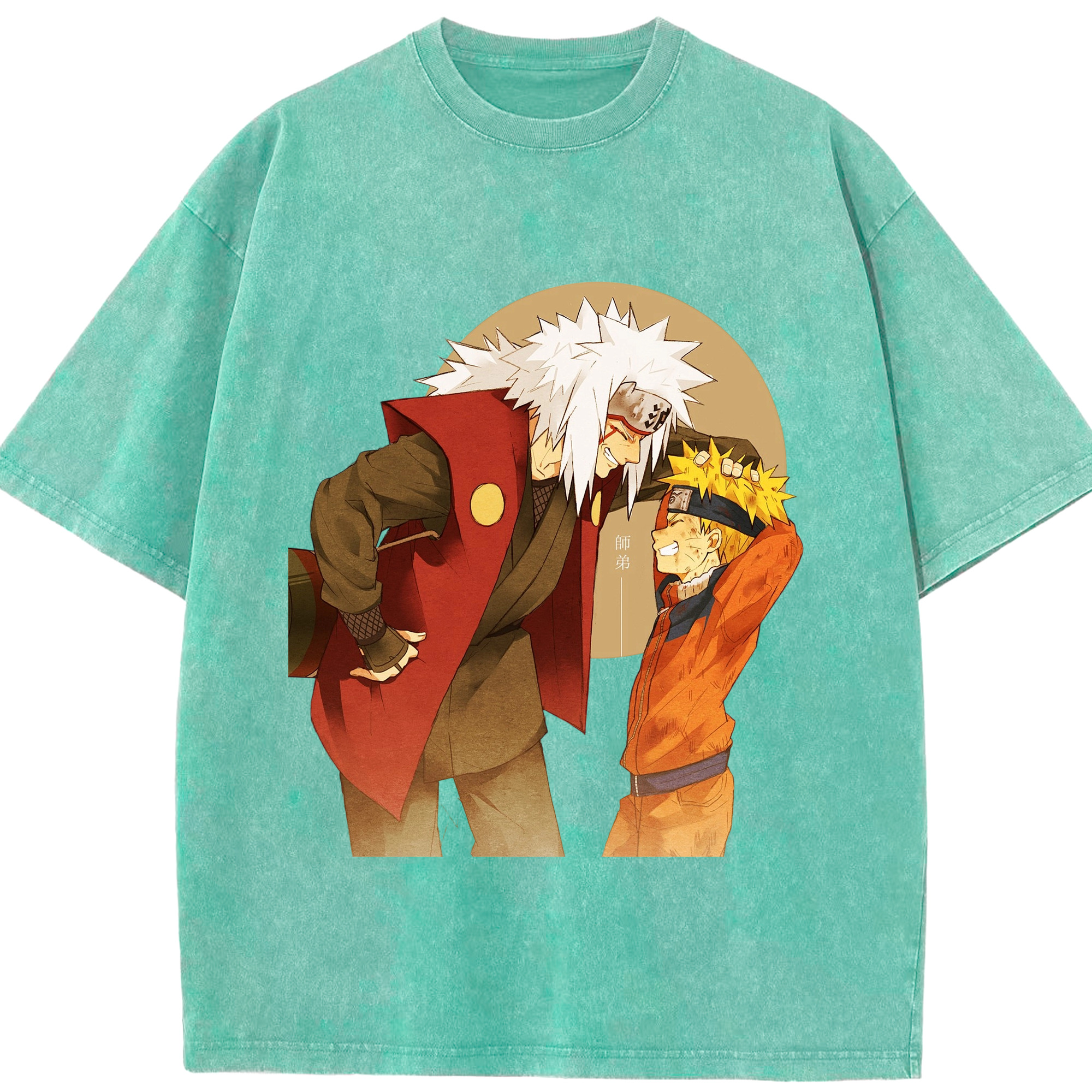 （画像用） NARUTO -ナルト- 自来也（じらいや） Jiraiya 綿100% ヴィンテージ風 半袖Tシャツ（フロントプリント）